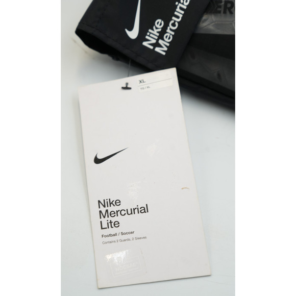 Nike Mercurial Lite Soccer Shin Guards XL – Black with Sleeves & Bag, New - Picture 2 of 7